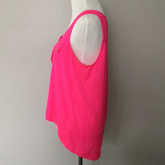 Bright Pink Button Down Tank - Picture 2 of 4